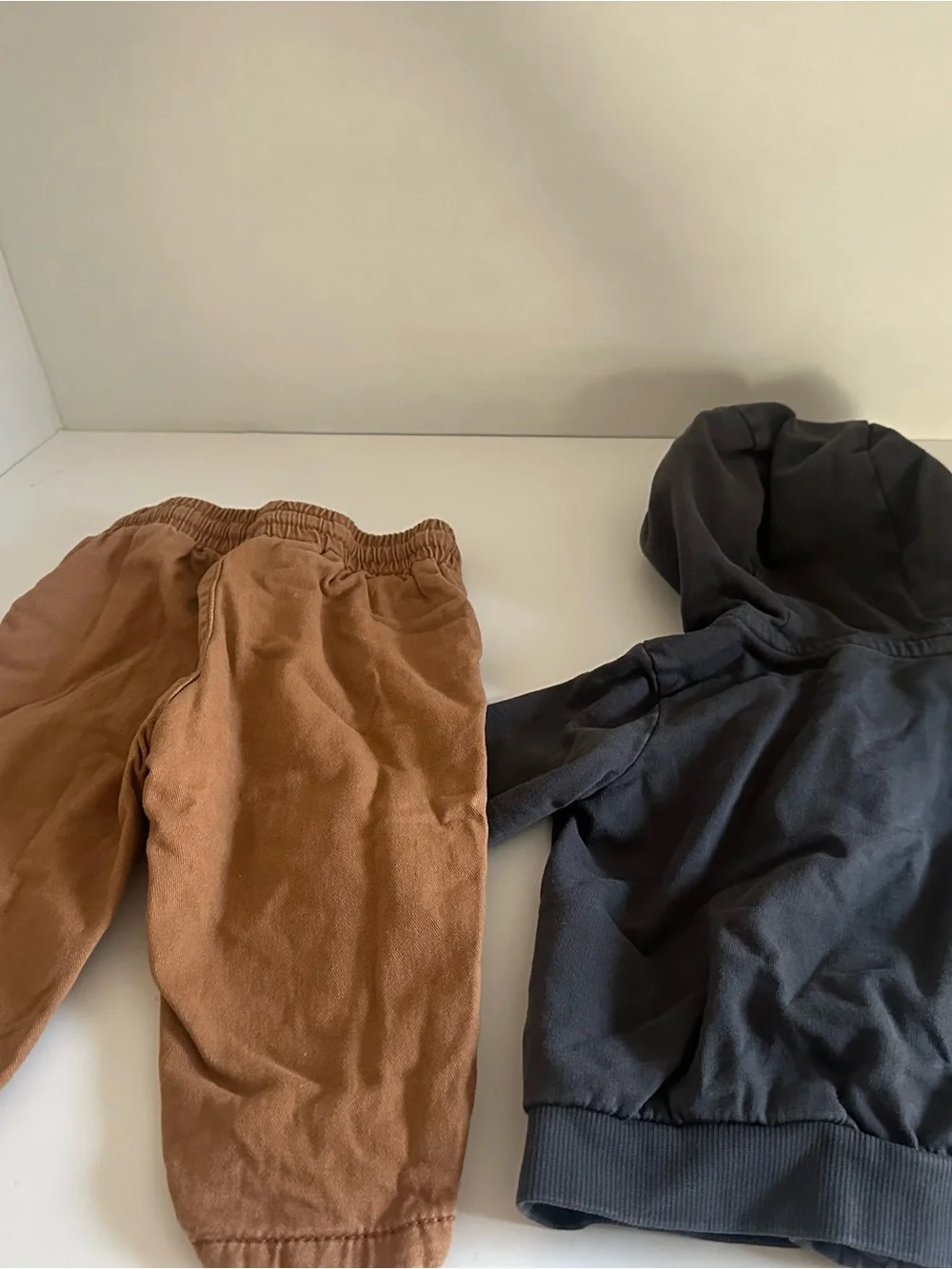 H&M Charcoal Hooded Zip Jacket with Brown Pull-On Pants